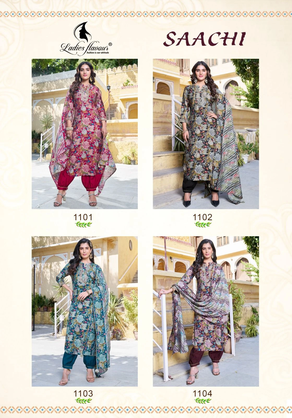 Ladies Flavour Saachi Modal Chanderi Print Readymade Salwar Suit Wholesale Catalog — Wholesale Salwar Suits, MPA wholesale from Surat — view 5